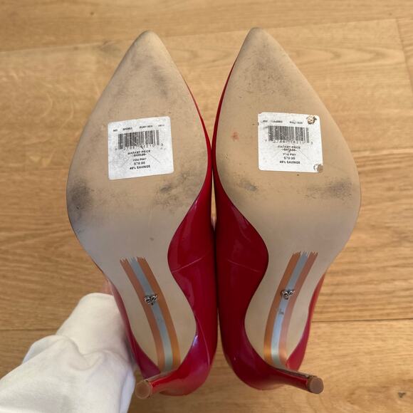 Sam Edelman - Danna Pointed Toe Stiletto Pumps in Red Patent - Picture 7 of 7